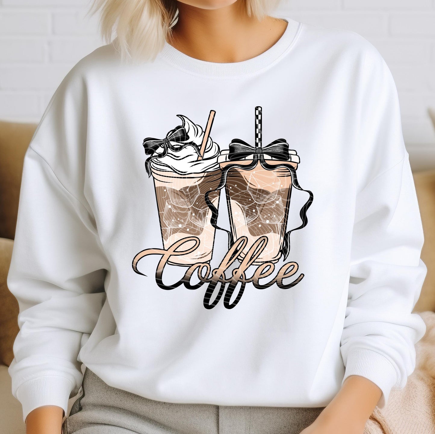 Ice Coffee DTF Transfers Ready For Press, Coffee Lover DTF Prints, Heat Press Transfer, Direct To Film, Coquette Bow Transfers, Coffee Dtf