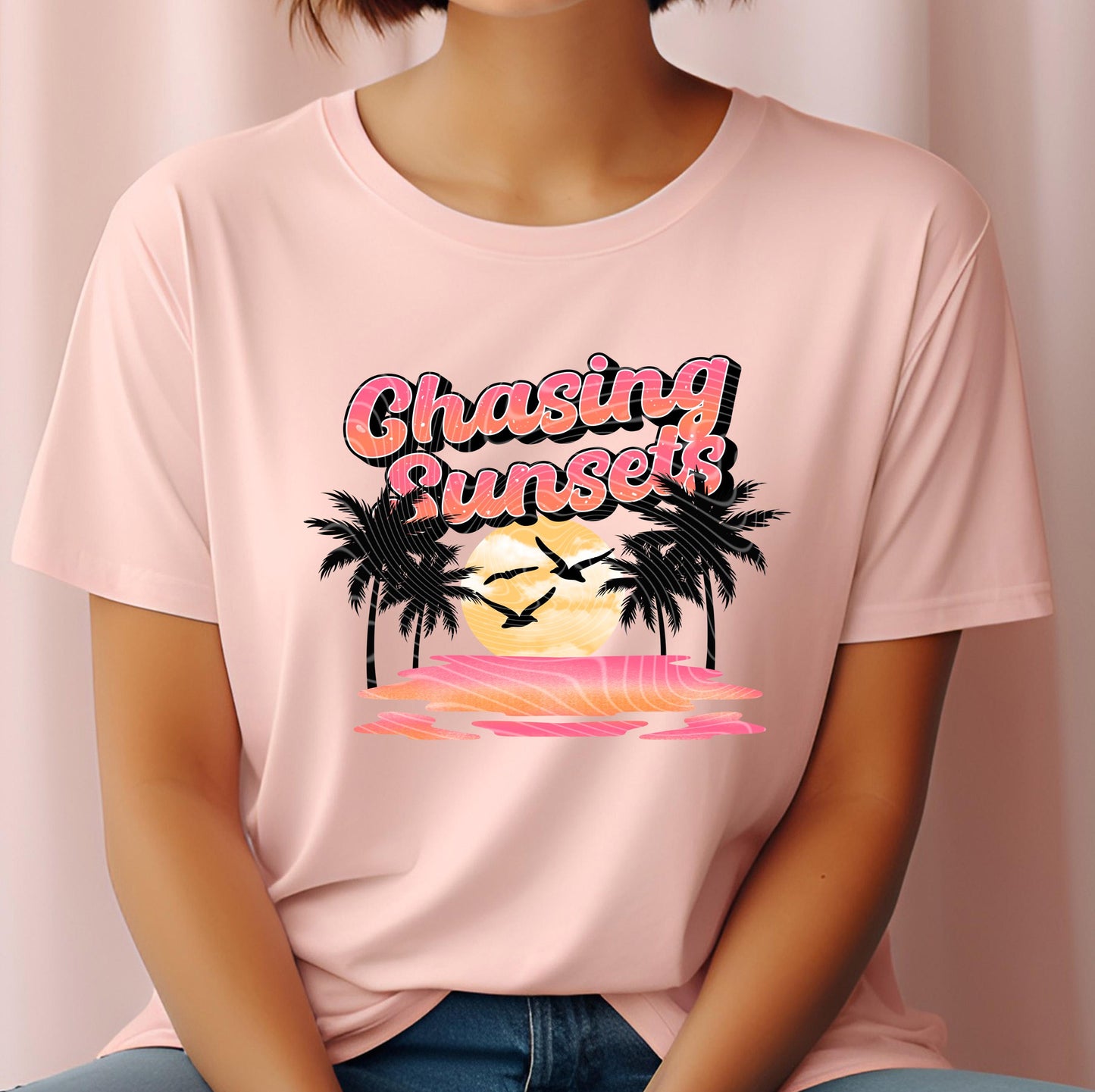 Chasing Sunsets DTF Transfer Ready For Press, Beach Dtf Print, Summer DTF, Heat Press Transfer, Coastal Dtf, Direct To Film, Custom Transfer