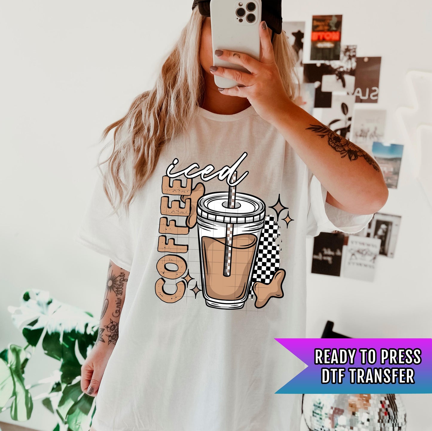 Ice Coffee DTF Transfers Ready For Press, Coffee DTF Transfer, Coffee Dtf Print, Heat Press Transfer, Direct To Film, Coffee Lover DTF Print