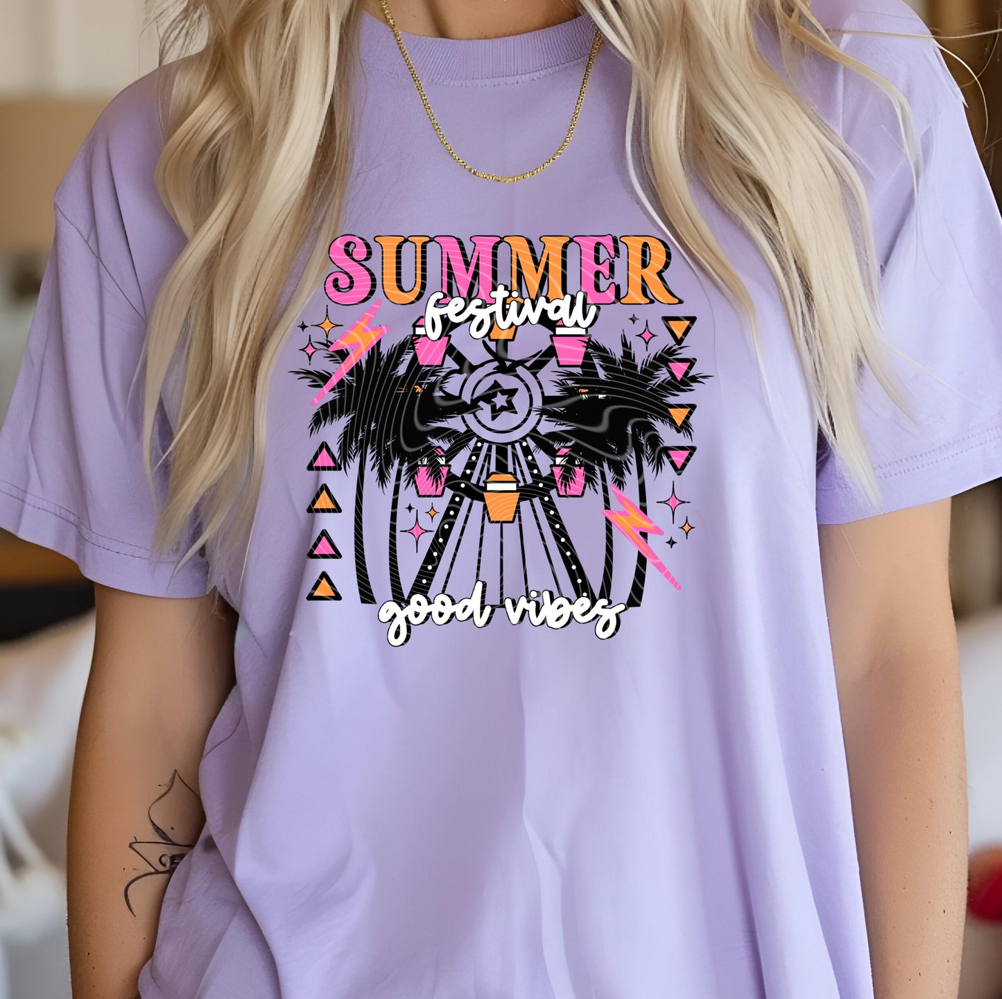 Summer Festival Good Vibes DTF Transfer Ready For Press, Beach Dtf Print, Summer DTF Transfer, Heat Press Transfer Direct To Film Sunset DTF