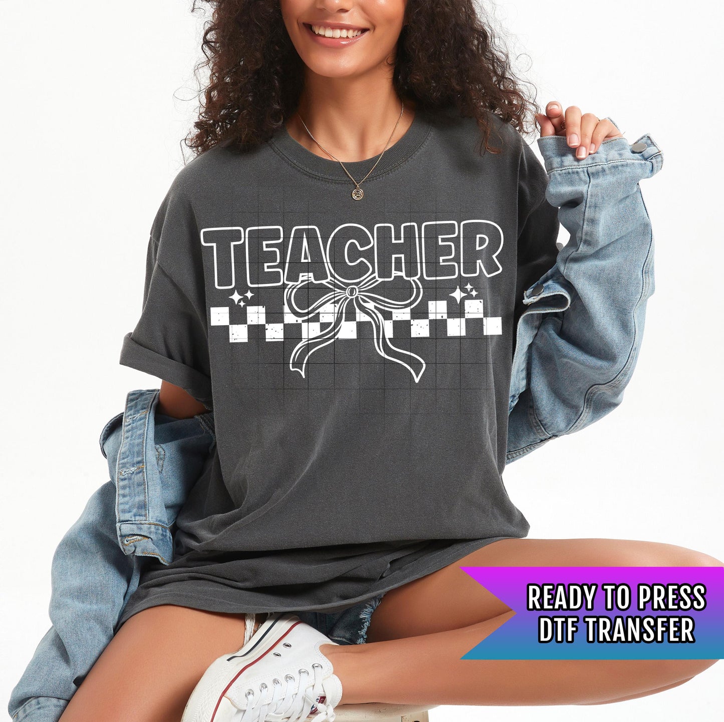 Teacher DTF Transfer Ready For Press, Coquette Bow Dtf Print, Direct To Film, Heat Press Transfer, Back To School Dtf Transfer Teacher Stuff
