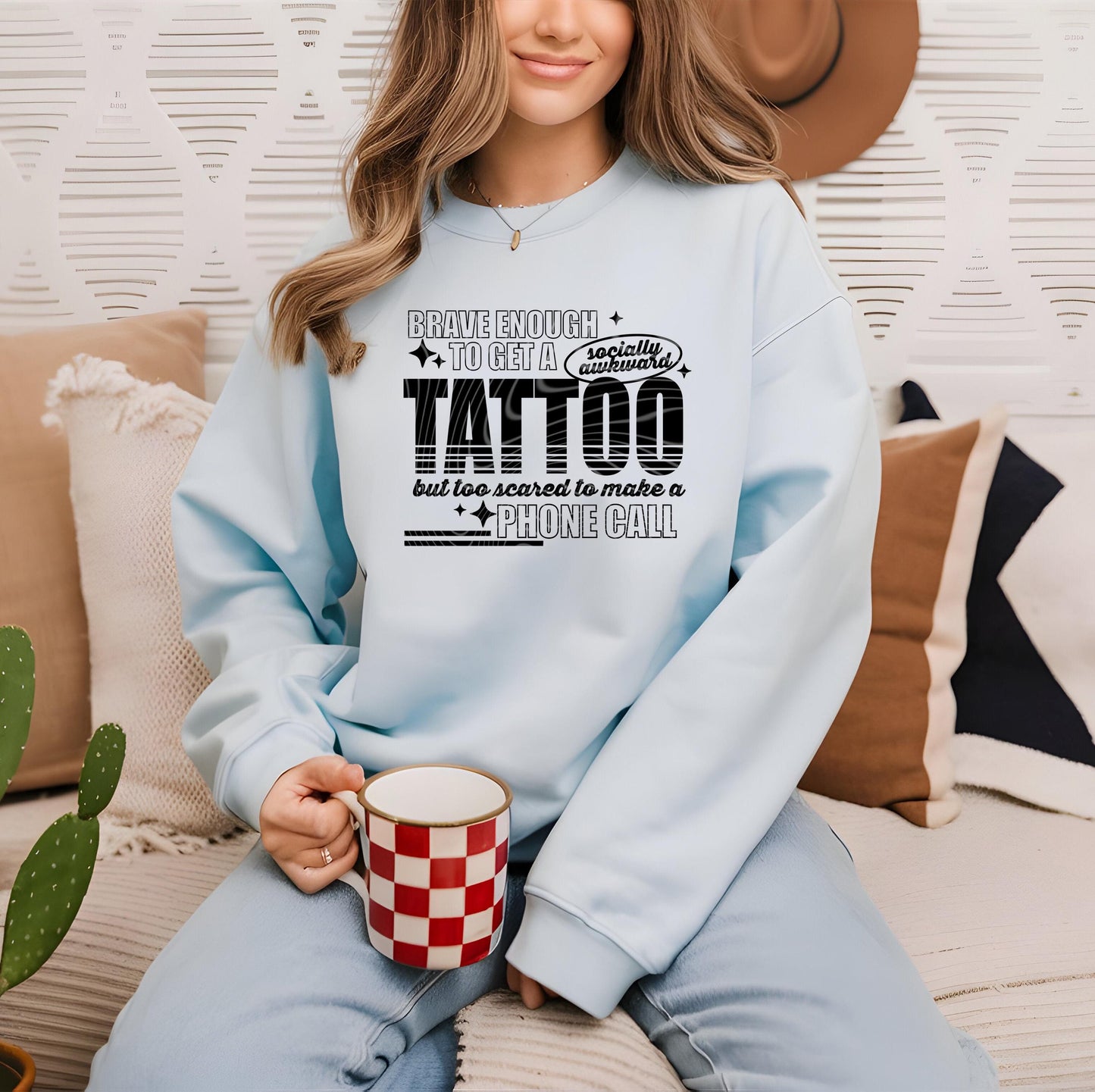Brave Enough To Get A Tatto DTF Transfer Ready For Press, Tattoos DTF Print, Heat Press Transfers, Direct To Film, Tattoo Lover Dtf Transfer