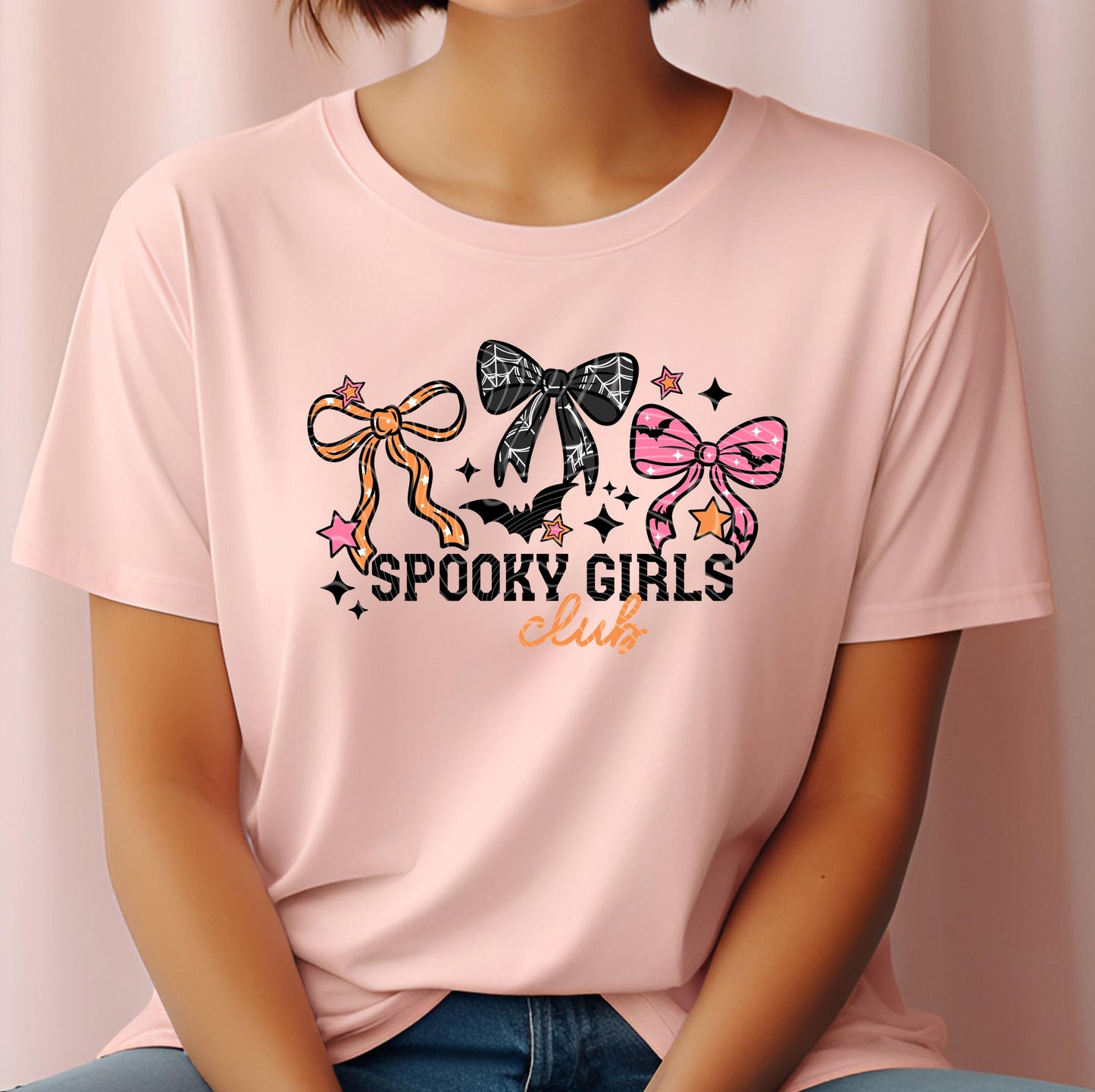Spooky Girls Club DTF Transfer Ready For Press, Coquette Bow Dtf, Halloween DTF Prints, Heat Press Transfer, Direct To Film, Custom Transfer