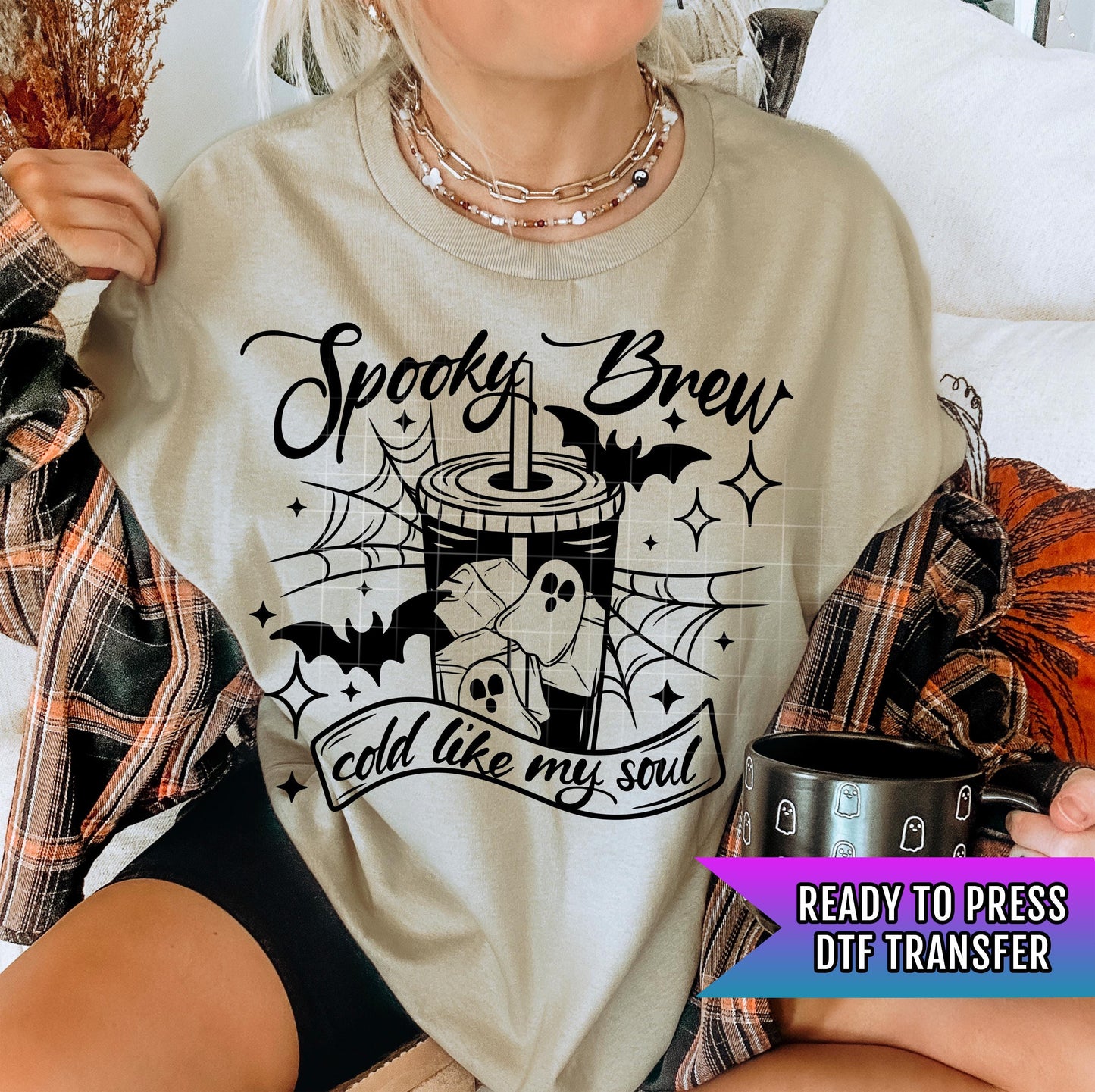 Spooky Brew DTF Transfer Ready For Press, Spooky Season Dtf, Halloween DTF Print, Horror, Heat Press Transfer Direct To Film Custom Transfer