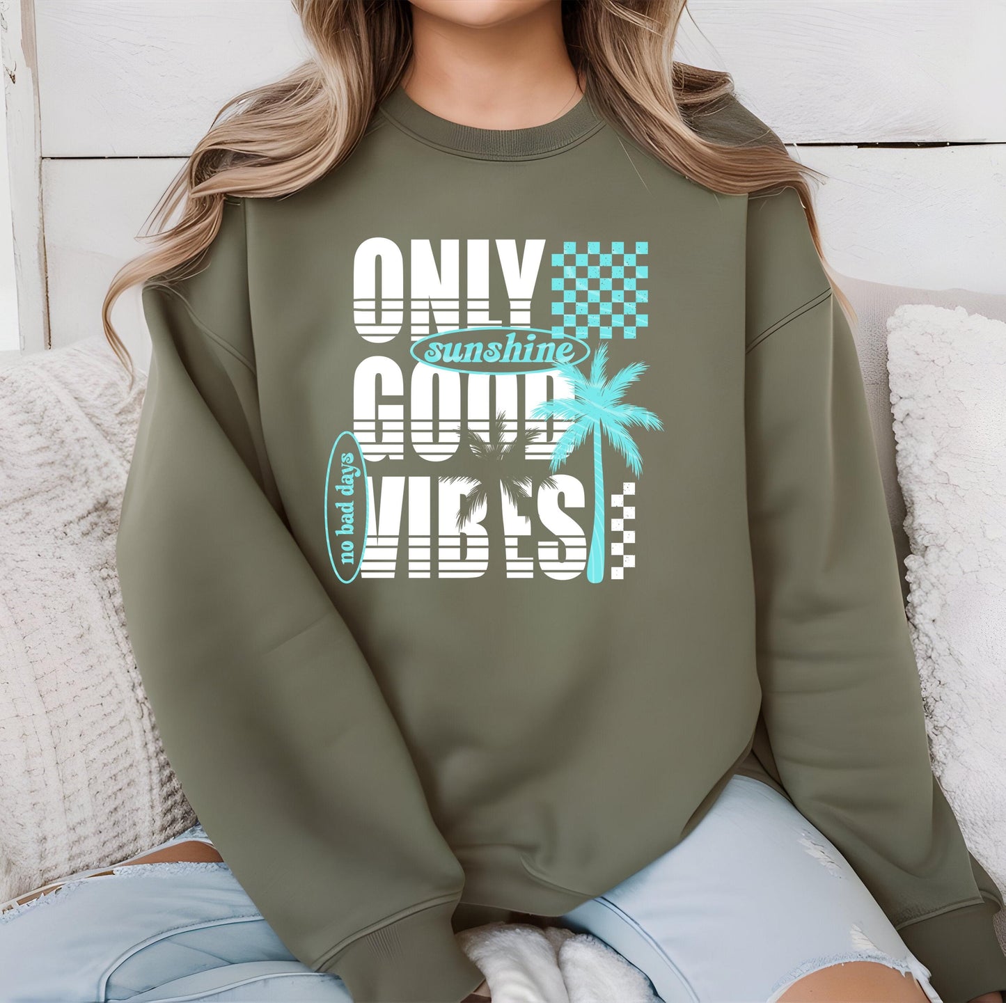 Only Good Vibes DTF Transfer Ready For Press, Summer Vibes Dtf Print, Sunshine DTF Print, Heat Press Transfer Direct To Film Custom Transfer