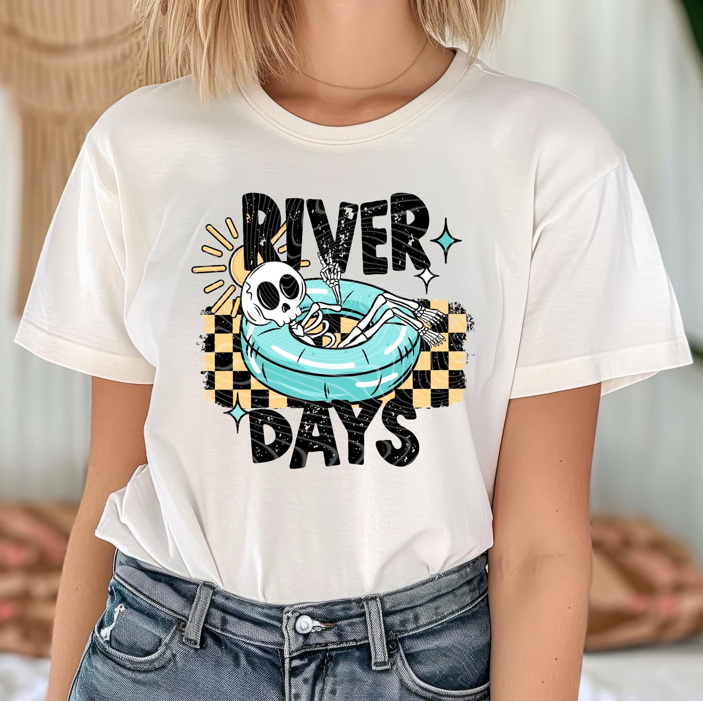 River Days DTF Transfer Ready For Press, Retro Summer Dtf Print, Skeleton DTF Transfer, Heat Press Transfer, Direct To Film, Custom Transfer