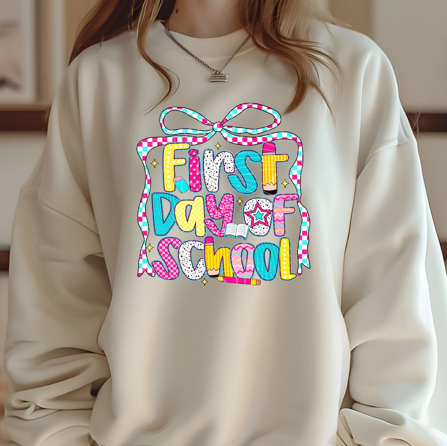 First Day Of School DTF Transfer Ready For Press, Coquette Bow Transfer Teacher DTF Print Heat Press Transfer Direct To Film Custom Transfer
