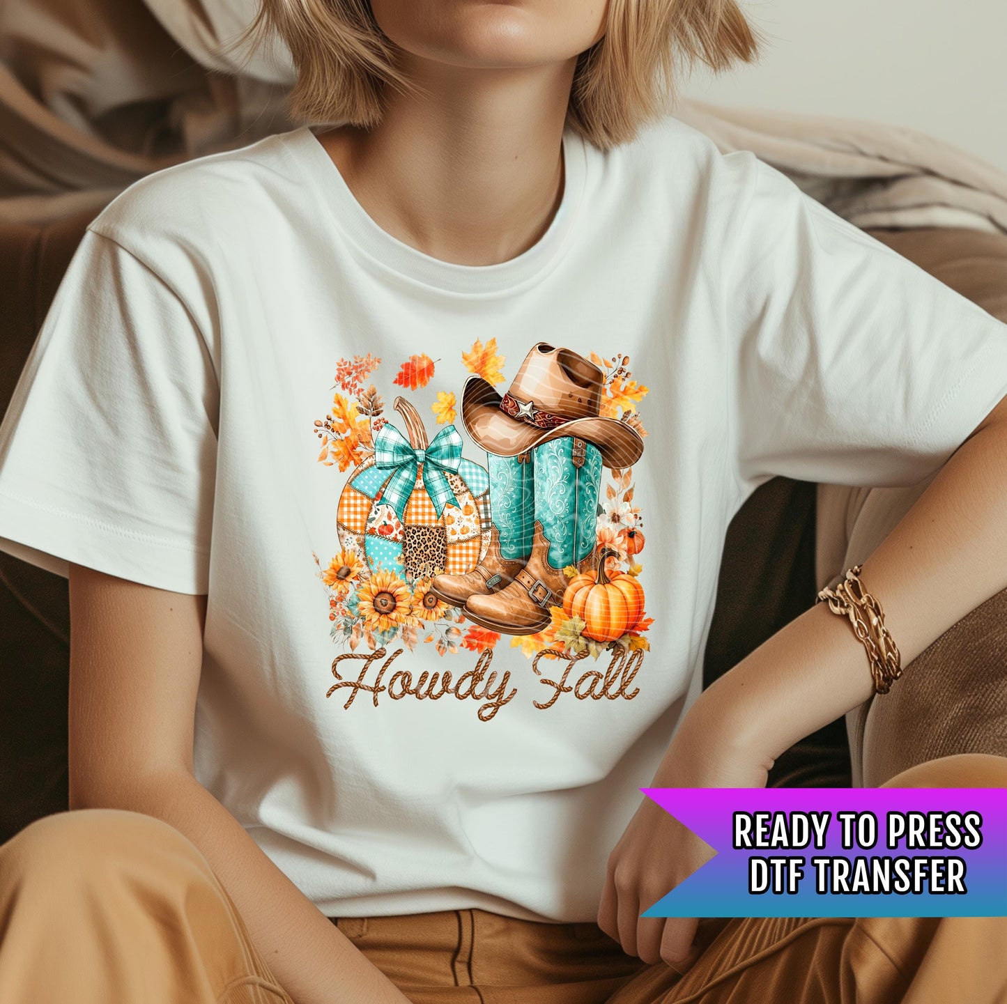 Howdy Fall DTF Transfer Ready For Press, Fall DTF Print, Western Dtf, Fall Vibes Dtf Prints, Heat Press Transfers, Country, Custom Transfers