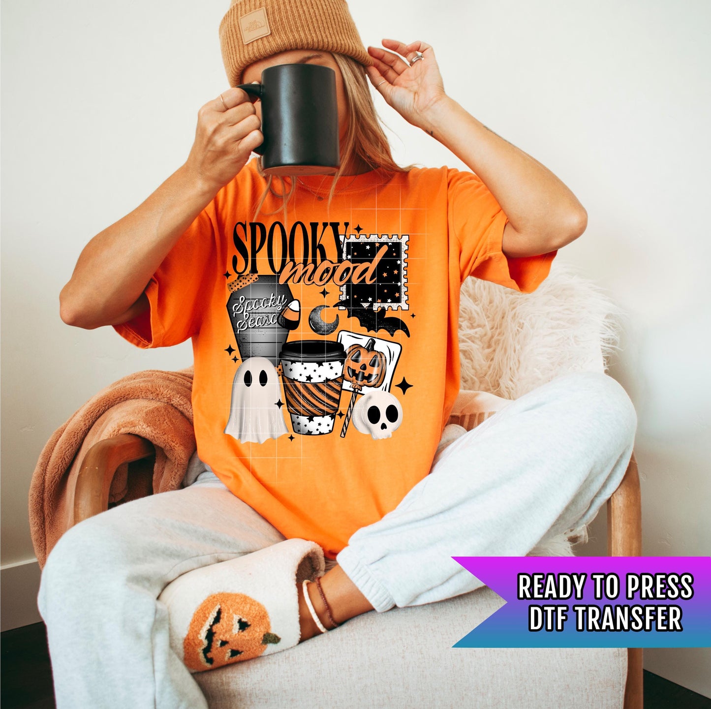 Spooky Mood DTF Transfer, Halloween DTF Transfers Ready For Press, Horror DTF Prints, Heat Press Transfer, Direct To Film, Custom Transfers