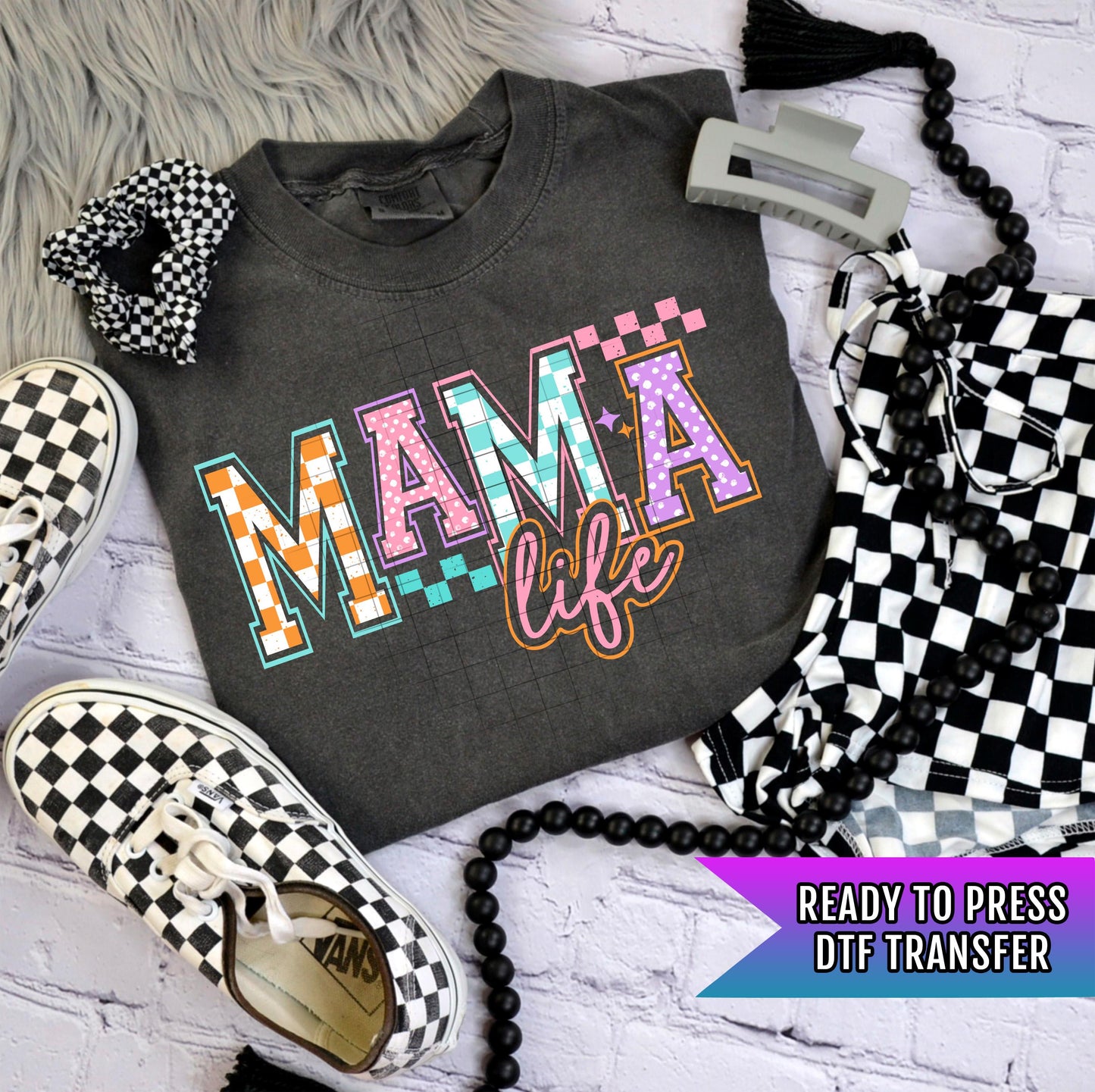 Mama Life DTF Transfer Ready For Press, Mother DTF Print, Heat Press Transfer, Mom Transfers, Direct To Film, Mommy DTF Print, Mama Transfer