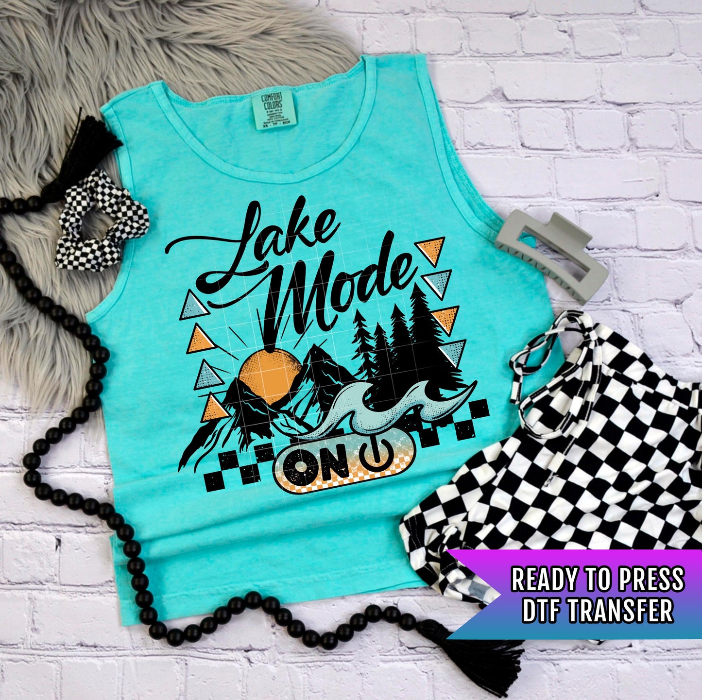 Lake Mode On DTF Transfer Ready For Press, Camping Dtf Print, Camper DTF Heat Press Transfer Direct To Film, Nature Transfer, Lake Transfers