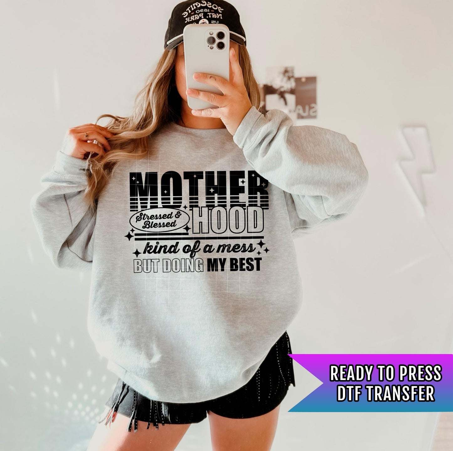 Motherhood DTF Transfer Ready For Press, Mother DTF Print, Heat Press Transfer, Mom Transfer, Direct To Film, Mom DTF Print, Mama Transfers