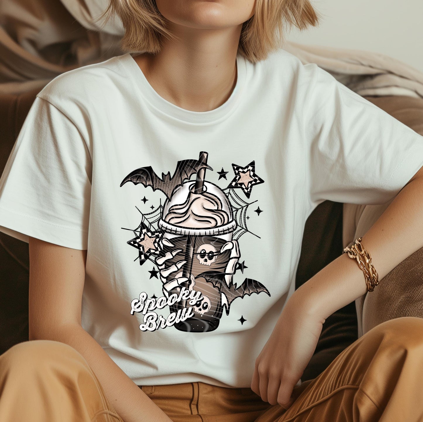 Spooky Brew DTF Transfer Ready For Press, Coffee Lover DTF Prints, Halloween Dtf Transfer, Spooky Season, Heat Press Transfer Direct To Film