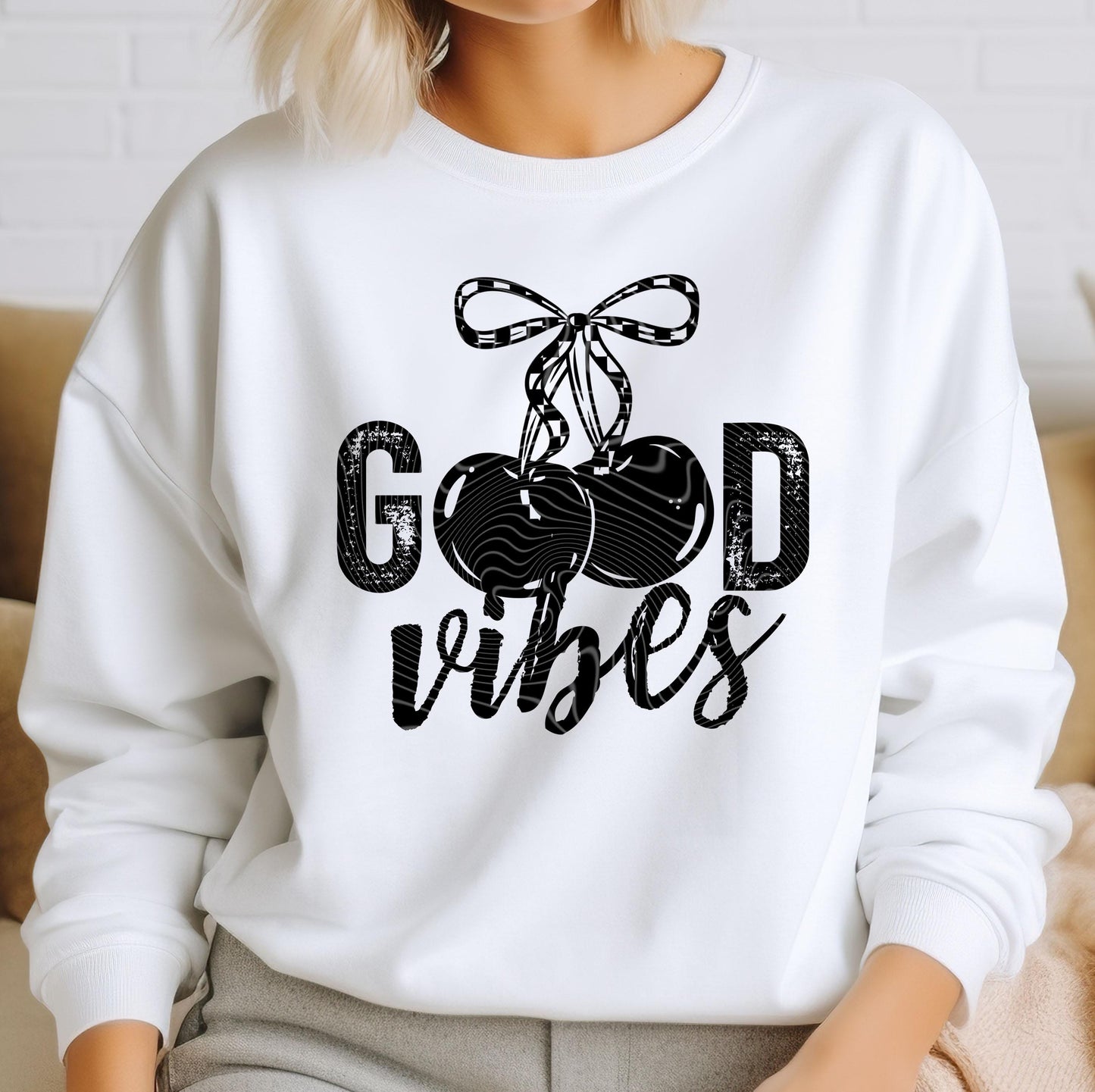 Good Vibes DTF Transfers Ready For Press, Coquette Bow DTF Prints, Heat Press Transfers, Direct To Film, Cherrys Transfer, Custom Transfer