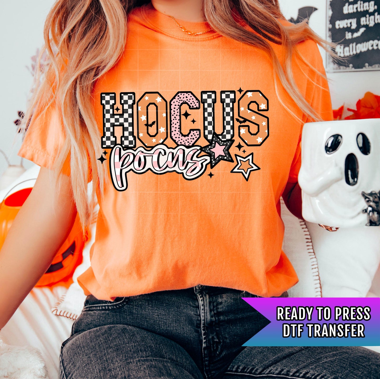 Halloween Vibes DTF Transfer, Halloween DTF Transfer Ready For Press, Spooky Season, Heat Press Transfer, Custom Transfer, Direct To Film