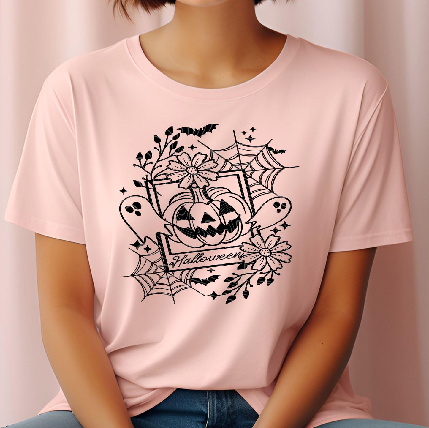 Halloween Pumpkin Ghost DTF Transfer, Halloween DTF Transfer Ready For Press, Heat Press Transfer, Horror Dtf Direct To Film Custom Transfer