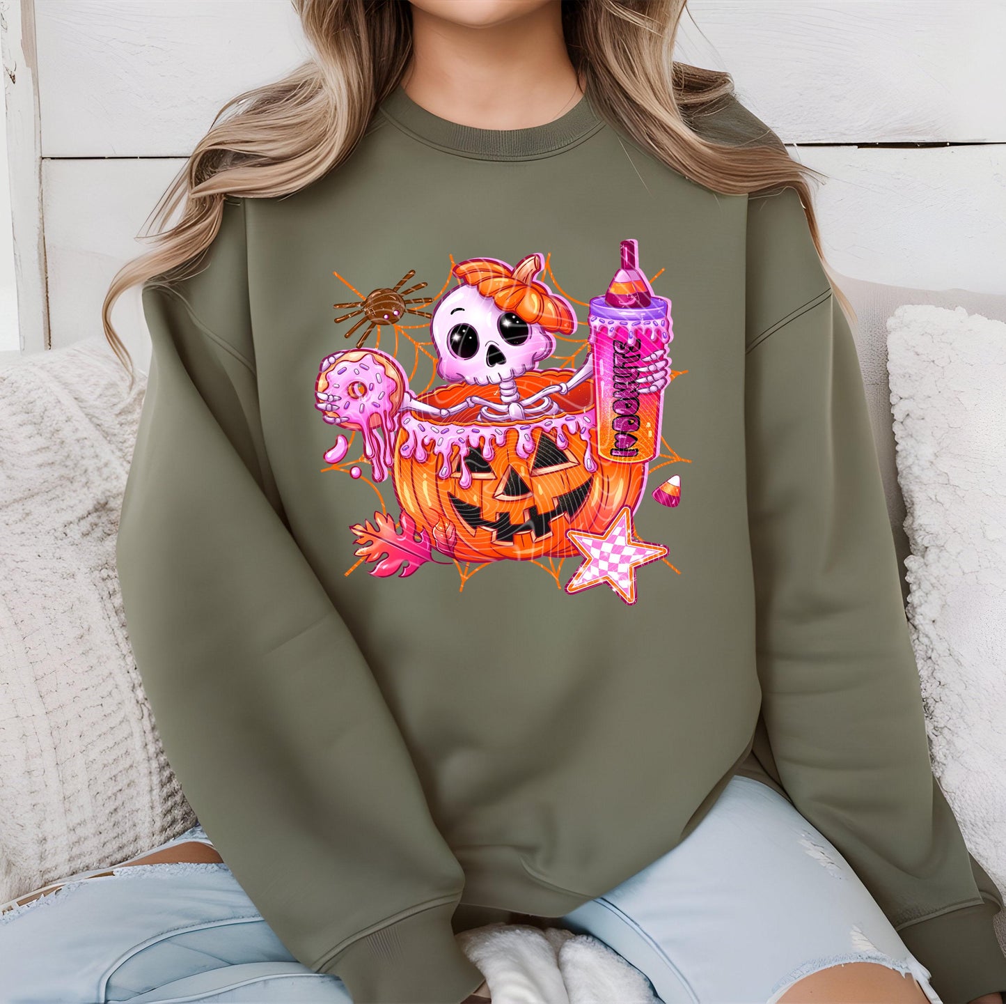 Halloween Skull Donut DTF Transfer, Halloween DTF Transfer Ready For Press, Spooky Sweet Fall Dtf Print, Heat Press Transfer, Direct To Film