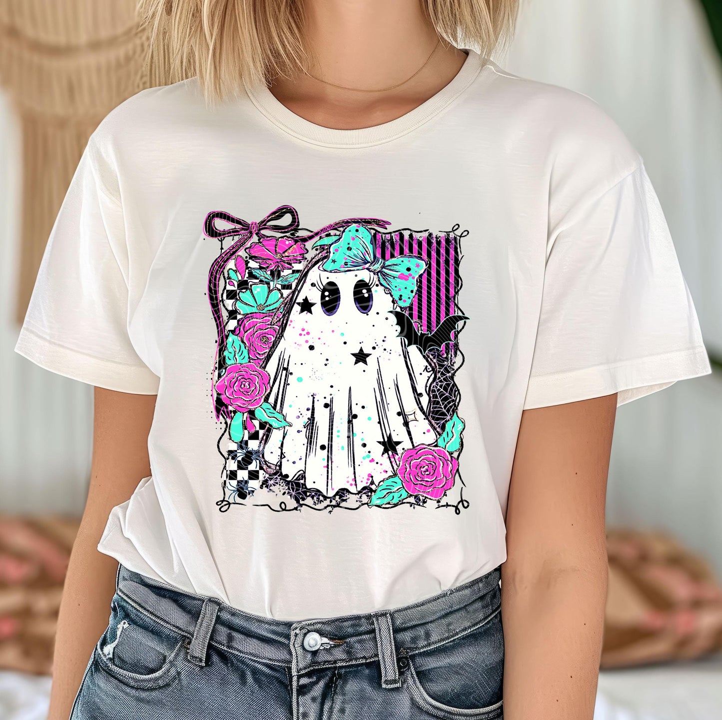 Cute Ghost DTF Transfer, Halloween DTF Transfer Ready For Press, Horror Season Dtf Print, Heat Press Transfer Direct To Film Custom Transfer