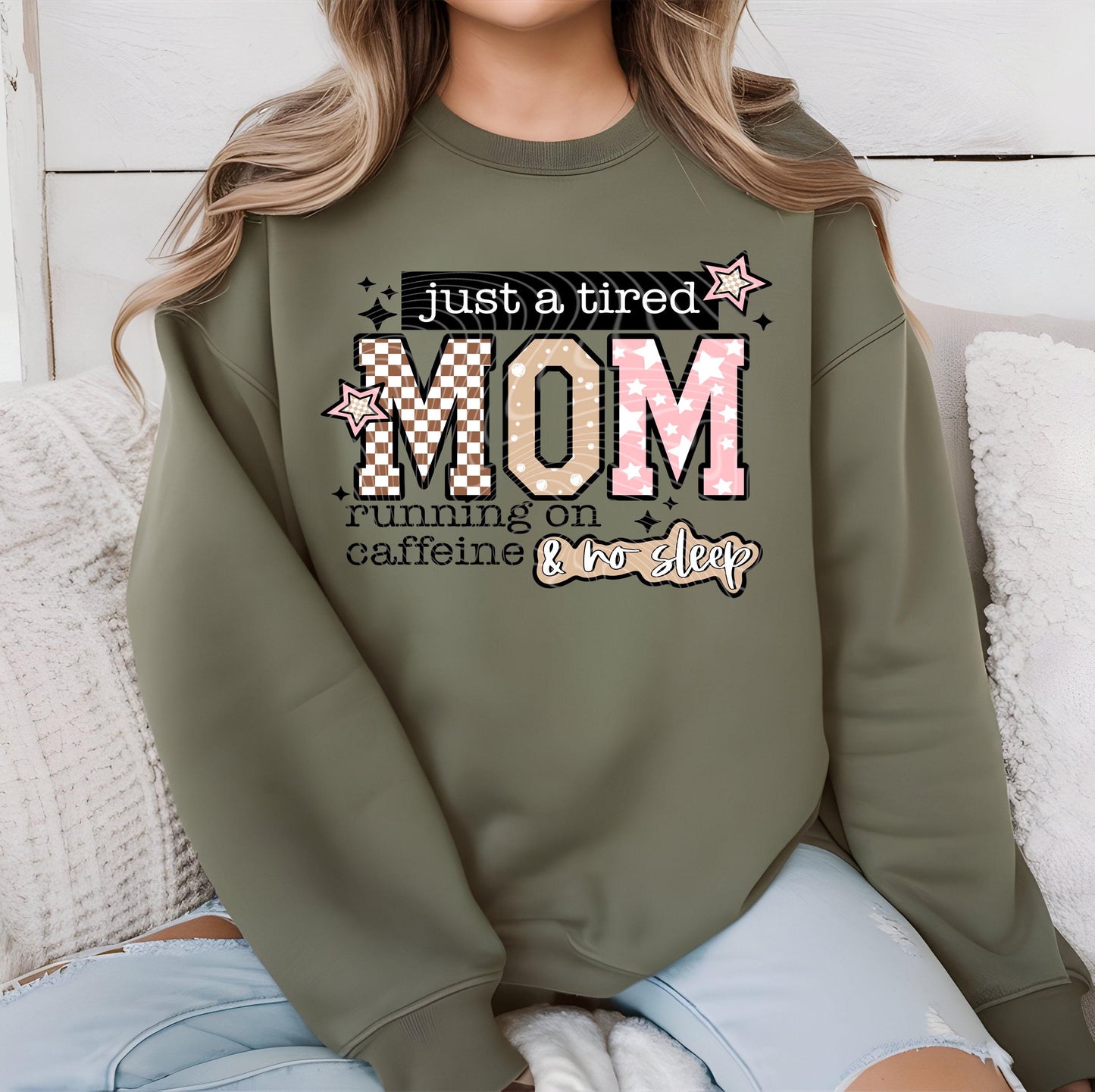Tired Mom DTF Transfer Ready For Press, Funny Mom Life DTF Print, Heat Press Transfer, Coffee, Direct To Film Mama Transfer, Custom Transfer