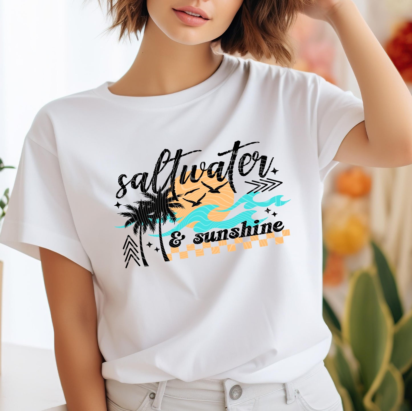 Saltwater & Sunshine DTF Transfer Ready For Press, Summer Dtf Prints, Vacation DTF, Heat Press Transfers, Direct To Film, Custom Transfers