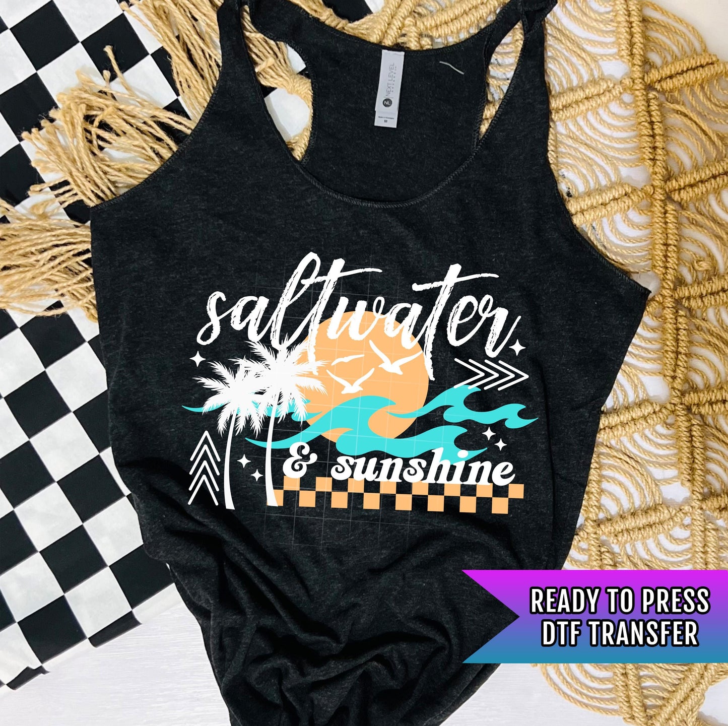 Saltwater & Sunshine DTF Transfer Ready For Press, Summer Dtf Prints, Vacay Mode DTF, Heat Press Transfers, Direct To Film, Custom Transfers
