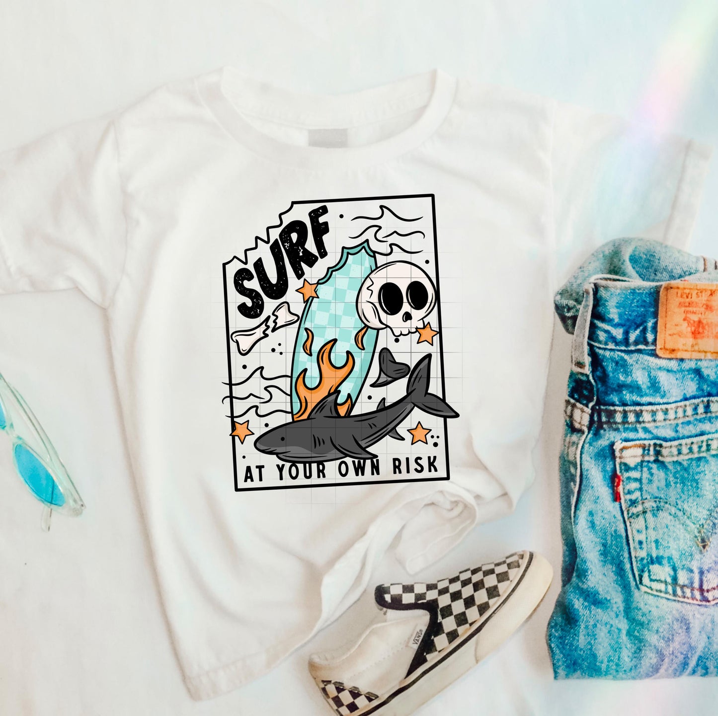 Surf At Your Own Risk DTF Transfer Ready For Press, Beach Dtf Print, Sunshine DTF Print, Heat Press Transfer, Direct To Film Custom Transfer