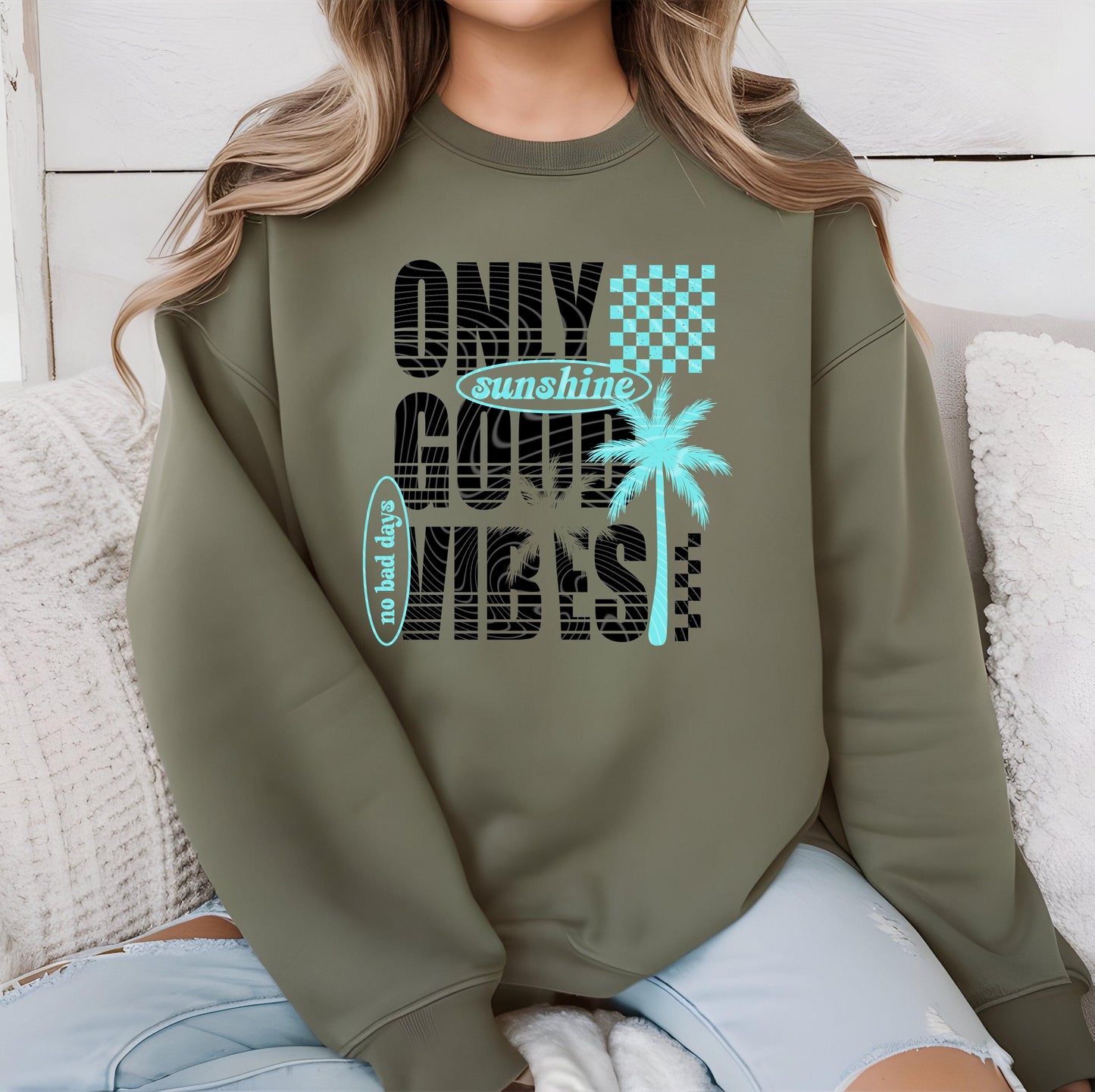 Only Good Vibes DTF Transfer Ready For Press, Beach Vibes Dtf Print, Sunshine DTF Print, Heat Press Transfer, Direct To Film Custom Transfer