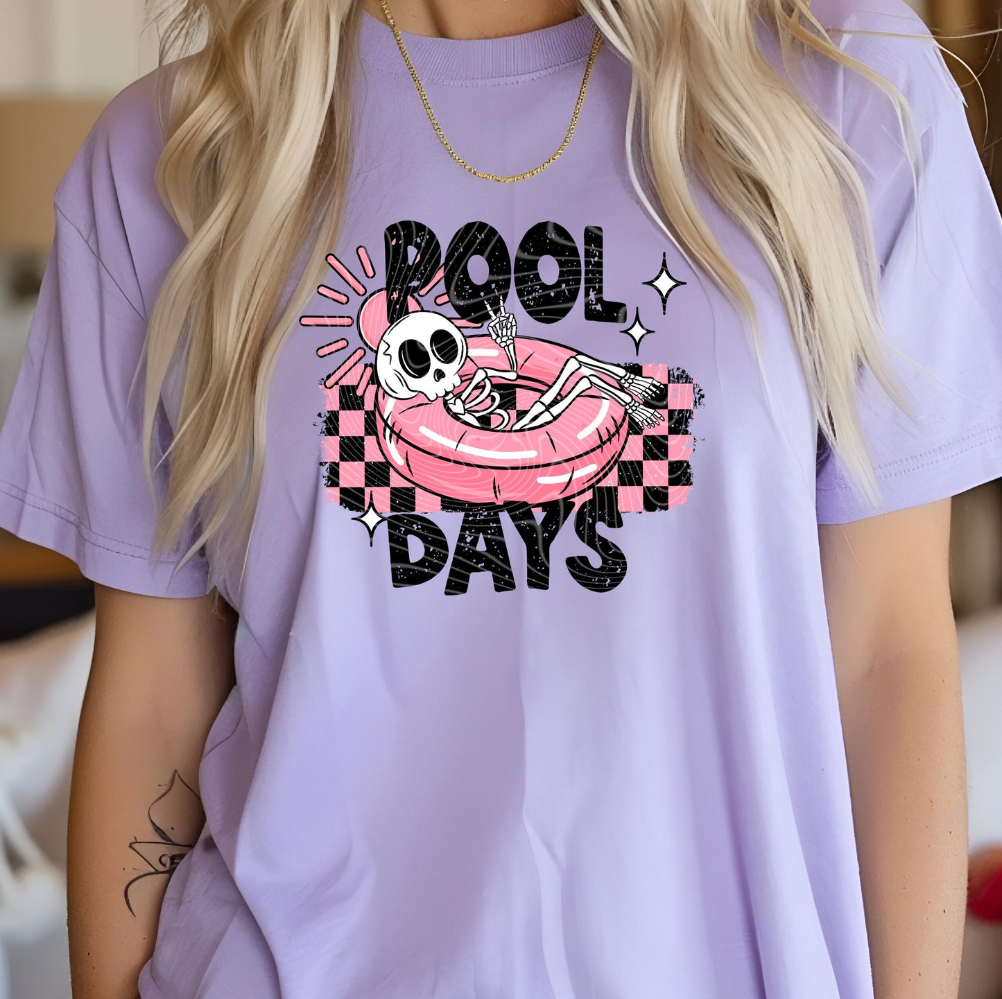 Pool Days DTF Transfer Ready For Press, Retro Summer Dtf Print, Skeleton DTF Transfer, Heat Press Transfer, Direct To Film, Custom Transfer