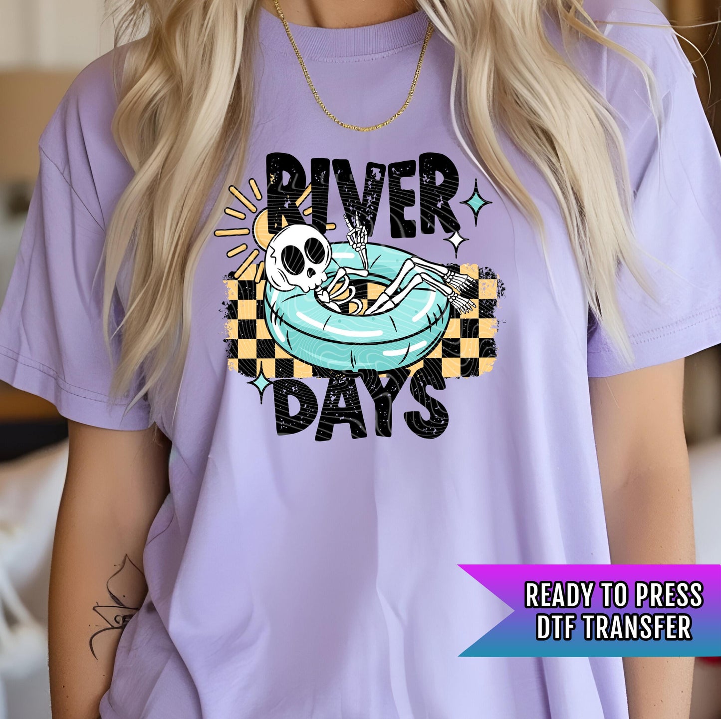 River Days DTF Transfer Ready For Press, Retro Summer Dtf Print, Skeleton DTF Transfer, Heat Press Transfer, Direct To Film, Custom Transfer