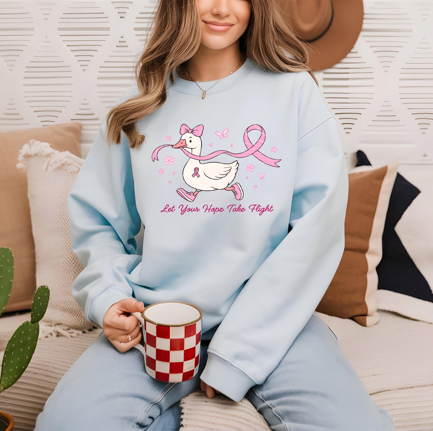Let Your Hope Take Flight DTF Transfer Ready For Press, Cancer Fighter Dtf Print, Breast Cancer Awareness Heat Press Transfer Direct To Film