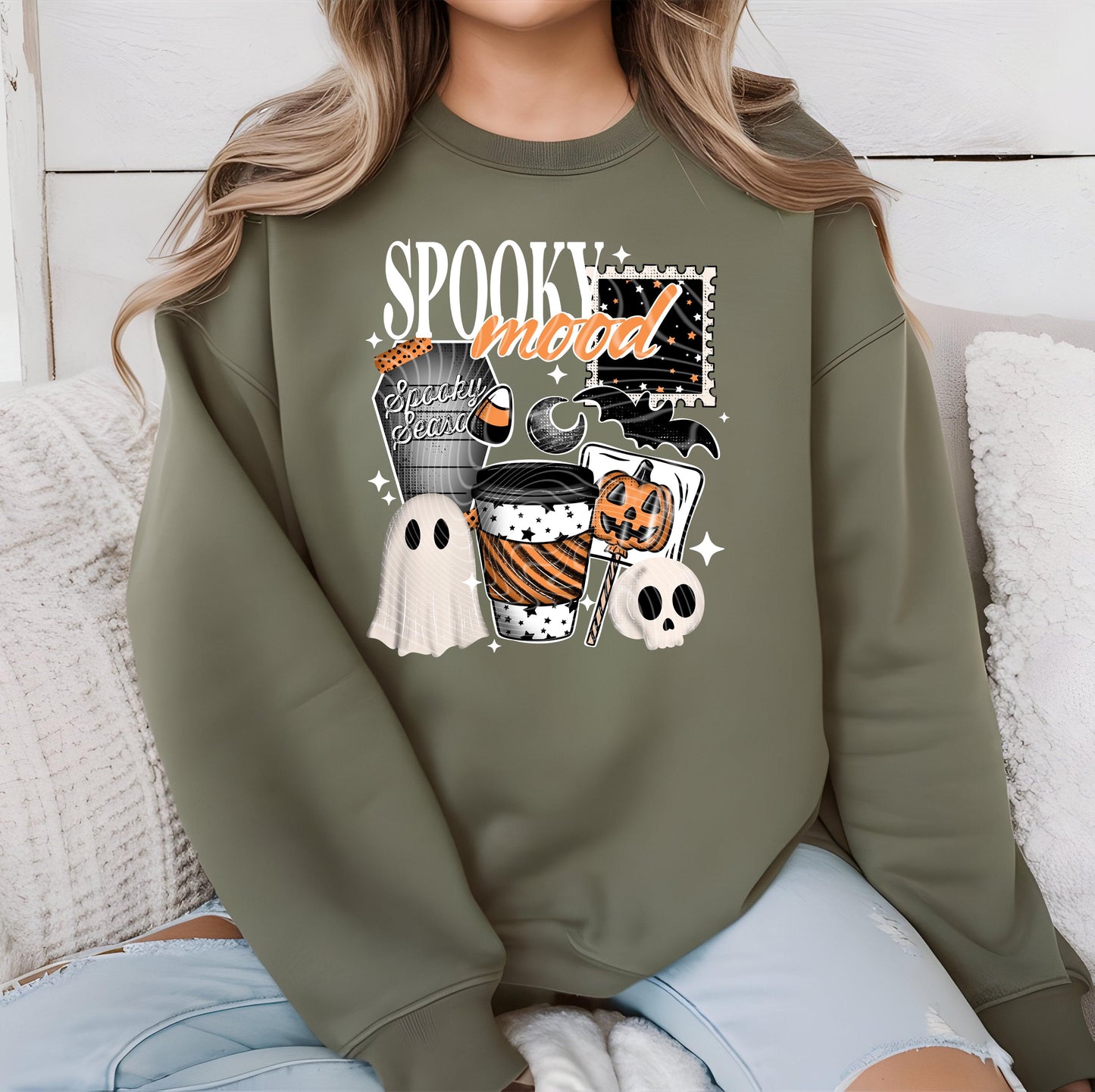 Spooky Mood DTF Transfer, Halloween DTF Transfers Ready For Press, Ghost DTF Prints, Heat Press Transfer, Direct To Film, Custom Transfers