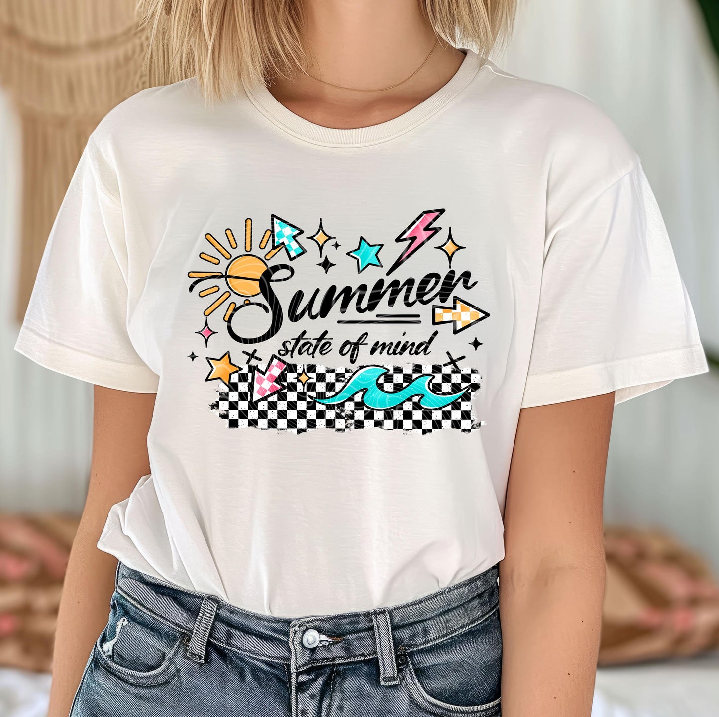 Summer State Of Mind DTF Transfer Ready For Press, Retro Summer Dtf Print, Sunshine DTF, Heat Press Transfer, Direct To Film Custom Transfer
