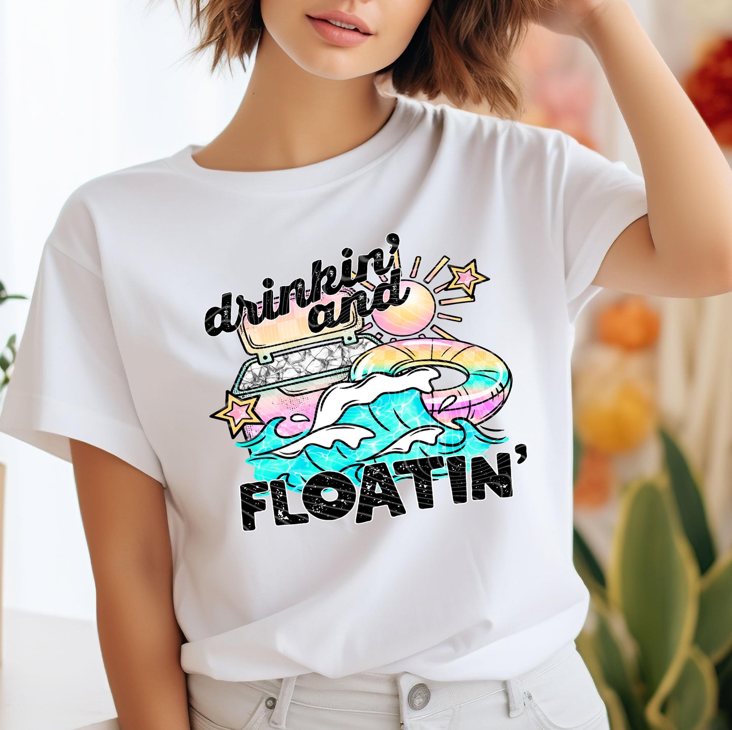 Drinkin' And Floatin' DTF Transfers Ready For Press, Summer Dtf Prints, Sunshine DTF, Heat Press Transfers, Direct To Film, Custom Transfers