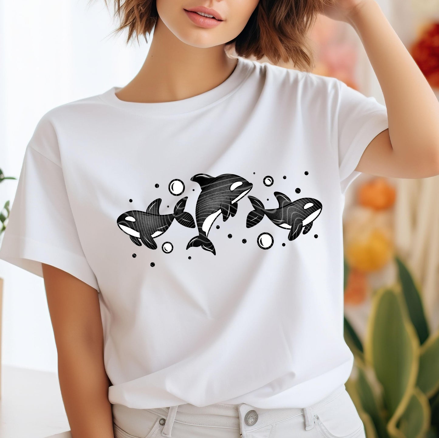 Orca Whales DTF Transfer Ready For Press, Ocean Lover Dtf Print, Summer Dtf Transfer, Heat Press Transfer, Direct To Film, Custom Transfers