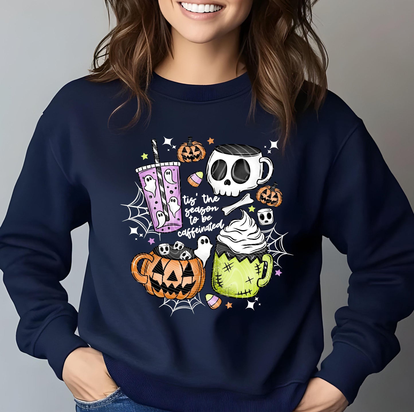 Tis' the Season to be Caffeinated DTF Transfers Ready For Press, Halloween DTF, Spooky, Heat Press Transfer, Direct To Film, Custom Transfer