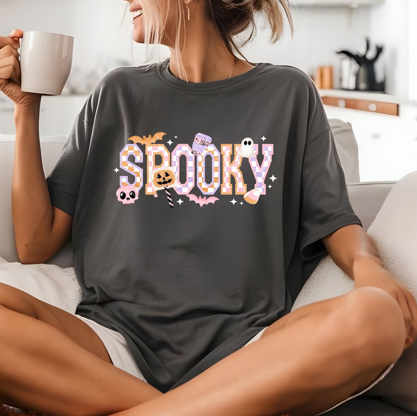 Spooky Checkered DTF Transfer, Halloween DTF Transfer Ready For Press, Spooky Season, Heat Press Transfer, Custom Transfers, Direct To Film