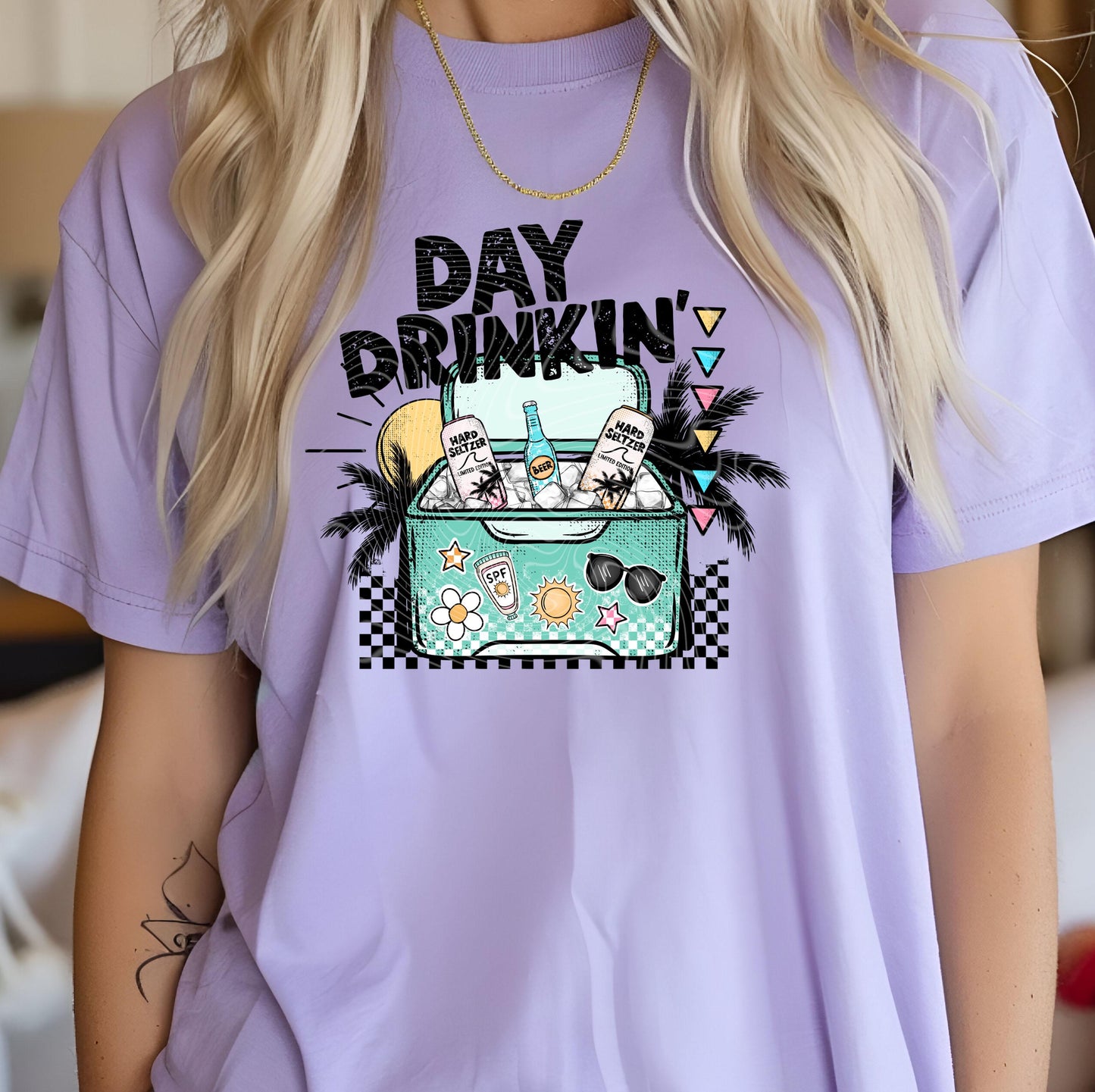 Day Drinkin' DTF Transfer Ready For Press, Summer Vacation Dtf Print, Beach DTF, Heat Press Transfer, Direct To Film Custom Transfer Coastal