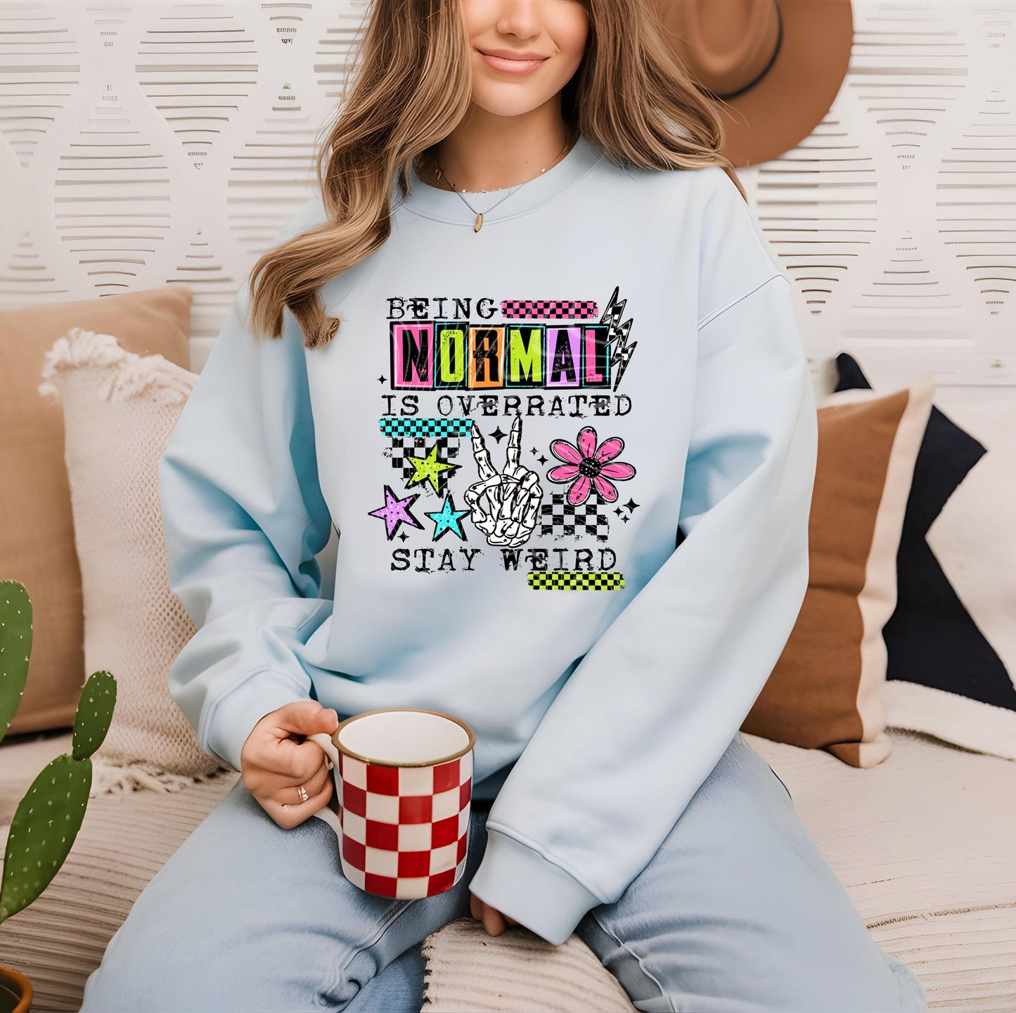 Normal Is Overrated DTF Transfer Ready For Press, Stay Weird Checkerboard DTF Print, Sarcastic Transfer, Direct To Film, Heat Press Transfer