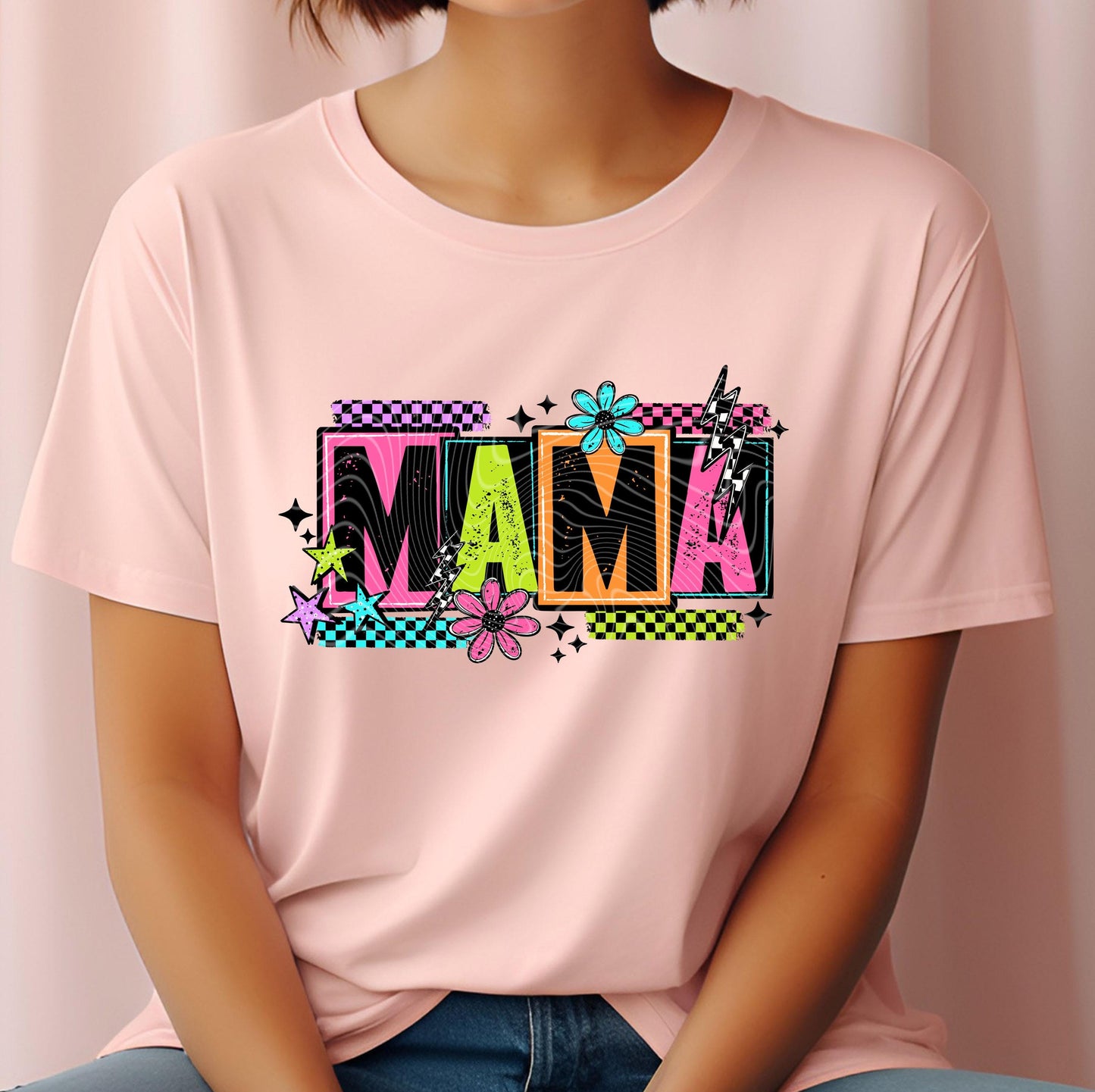 Retro Groovy Mom DTF Transfer Ready For Press, Checkered Mommy DTF Print, Heat Press Transfer, Direct To Film, Mama Transfer Custom Transfer