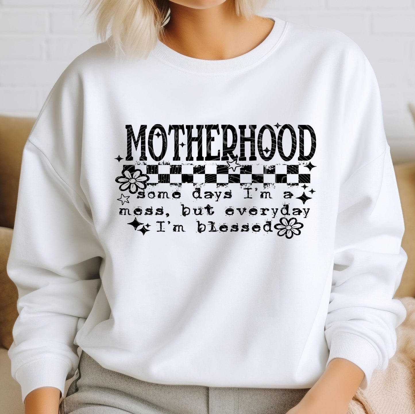 Motherhood Mess Blessed DTF Transfers Ready For Press, Mothers Day DTF Prints, Heat Press Transfer, Direct To Film, Mom Dtf, Custom Transfer