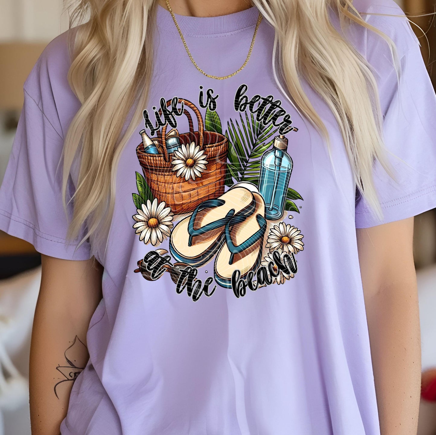 Life Is Better Beach DTF Transfer Ready For Press, Summer Vacation Flip Flop Dtf Print, Heat Press Transfer, Direct To Film, Custom Transfer