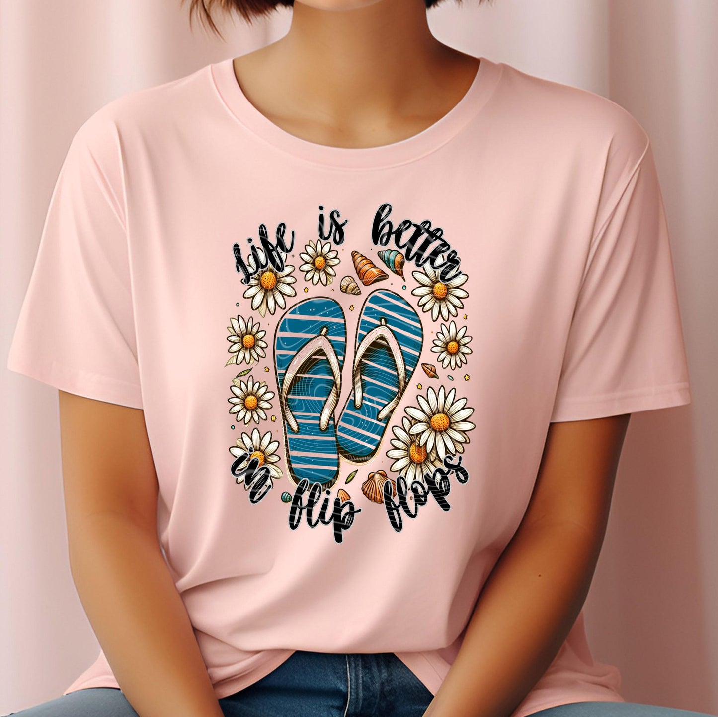 Life Is Better Flip Flops DTF Transfer Ready For Press, Summer Vacation Drink Dtf Print, Heat Press Transfer, Direct To Film Custom Transfer