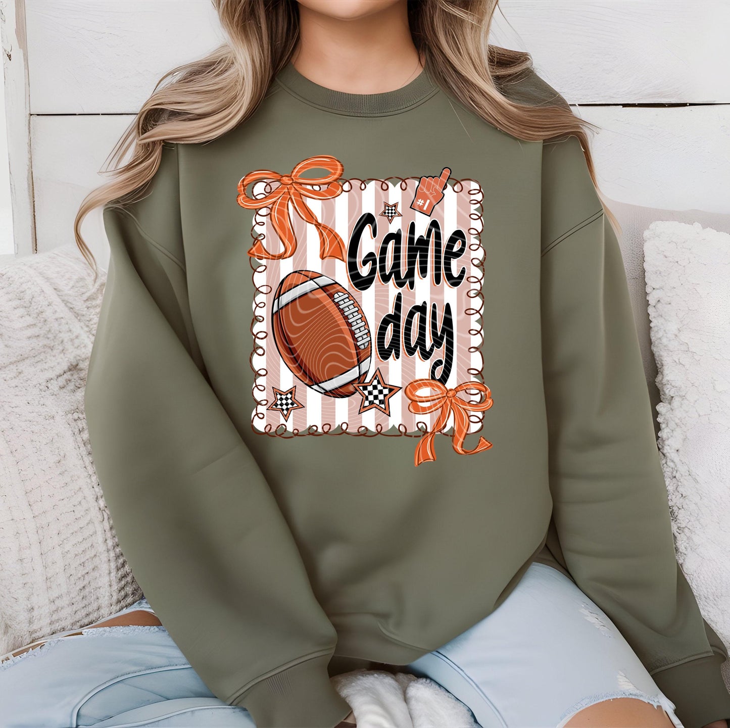 Game Day DTF Transfer Ready For Press, Football Bow Star DTF Prints, Heat Press Transfer, Direct To Film, Game Day Transfer, Custom Transfer