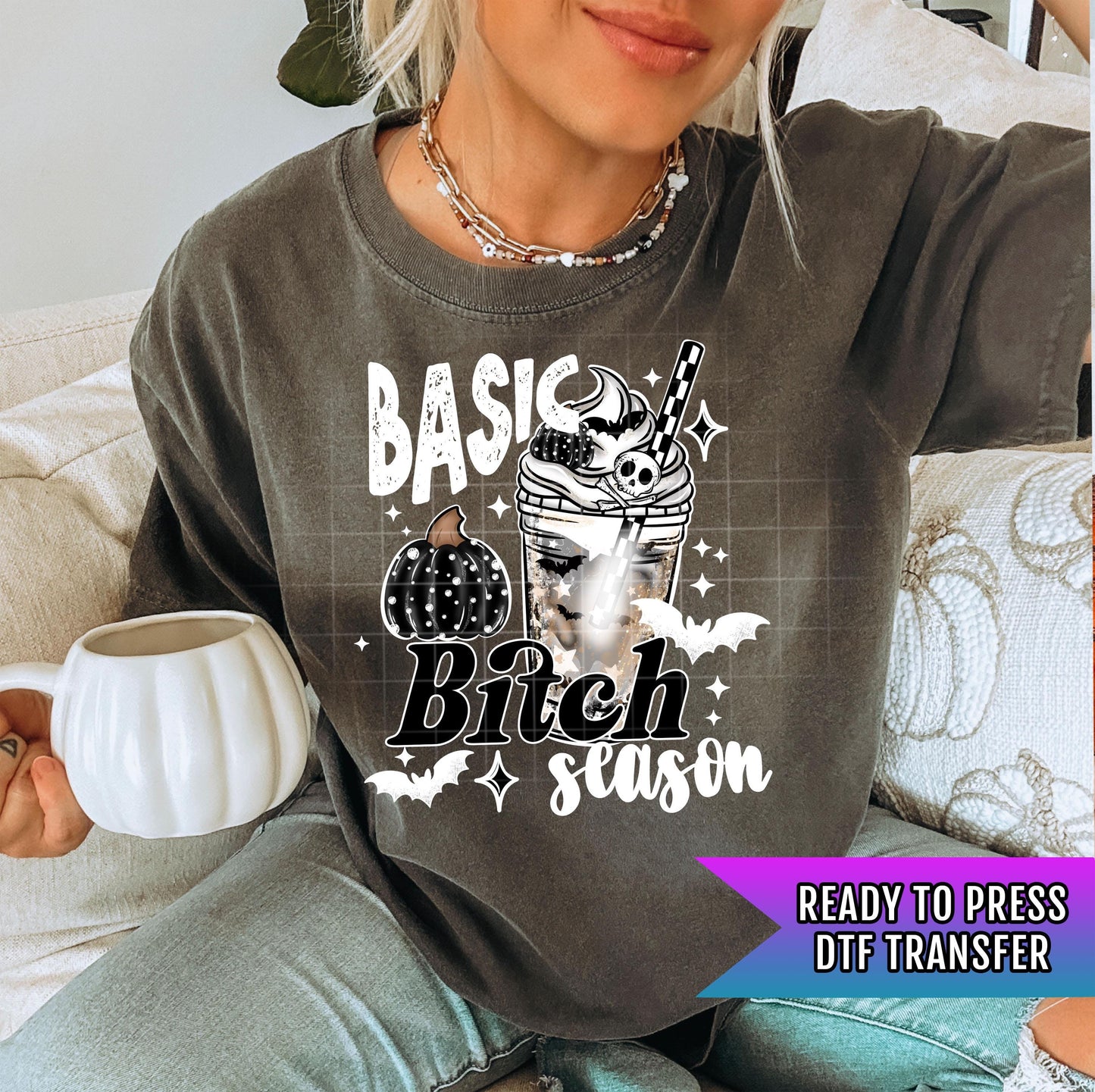 Basic Witch Season DTF Transfers, Halloween DTF Transfer Ready For Press, Spooky Pumpkin Bat Transfers, Heat Press Transfers, Direct To Film