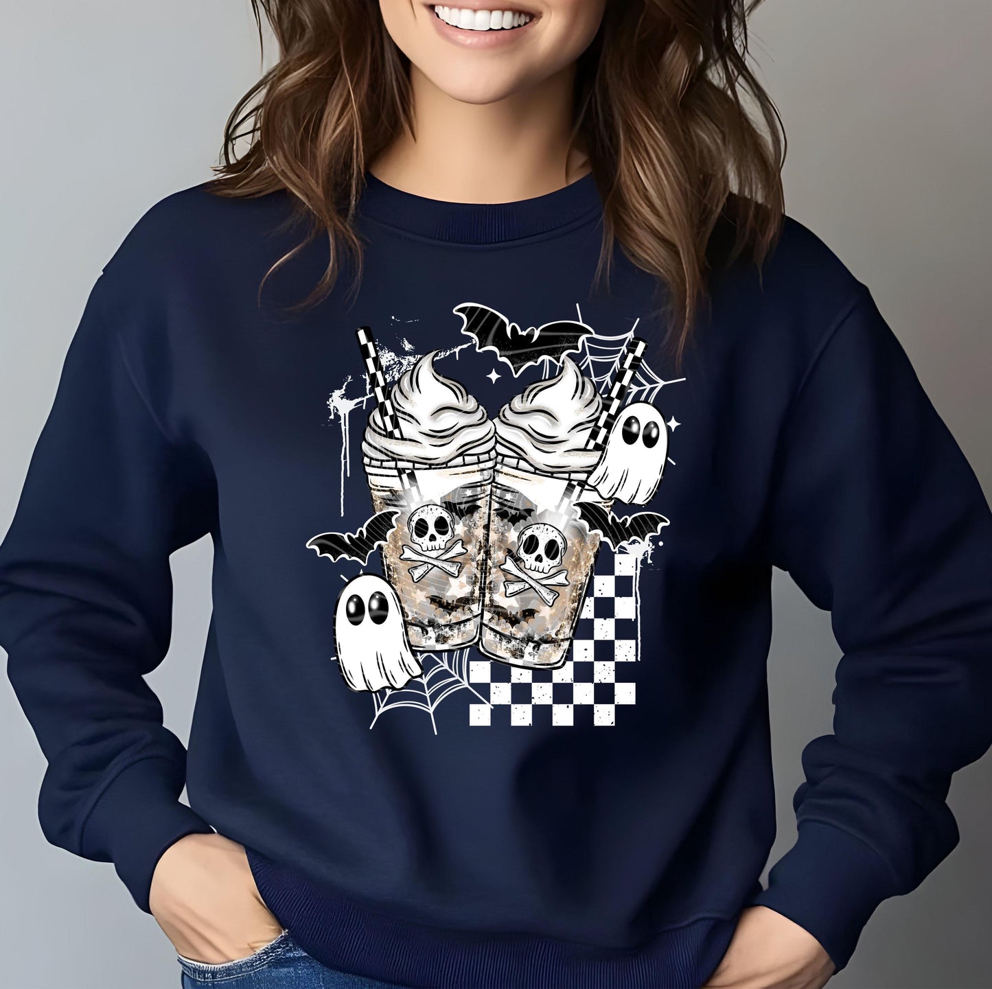 Halloween Drink DTF Transfer, Halloween DTF Transfer Ready For Press, Spooky Coffee Ghost Skull Dtf Print Heat Press Transfer Direct To Film