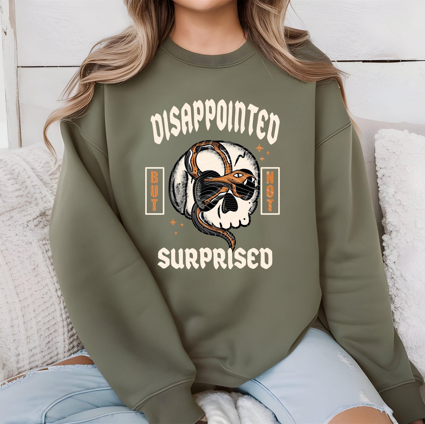 Disappointed Not Surprised DTF Transfer Ready For Press, Skull Snake Sarcastic DTF Print, Heat Press Transfer Direct To Film Custom Transfer