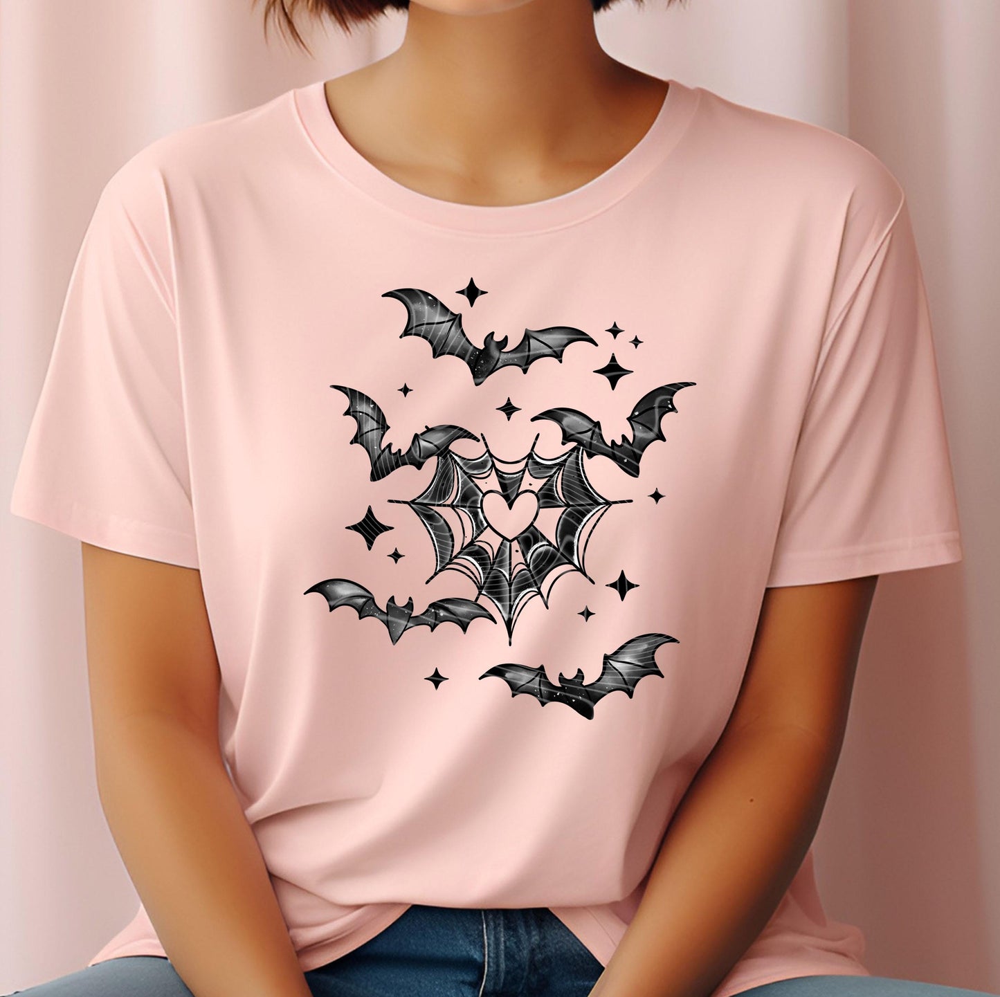 Spooky Bats DTF Transfer Ready To Press, Halloween Dtf Print, Halloween Spiderweb Dtf, Heat Press Transfer, Direct To Film, Custom Transfers