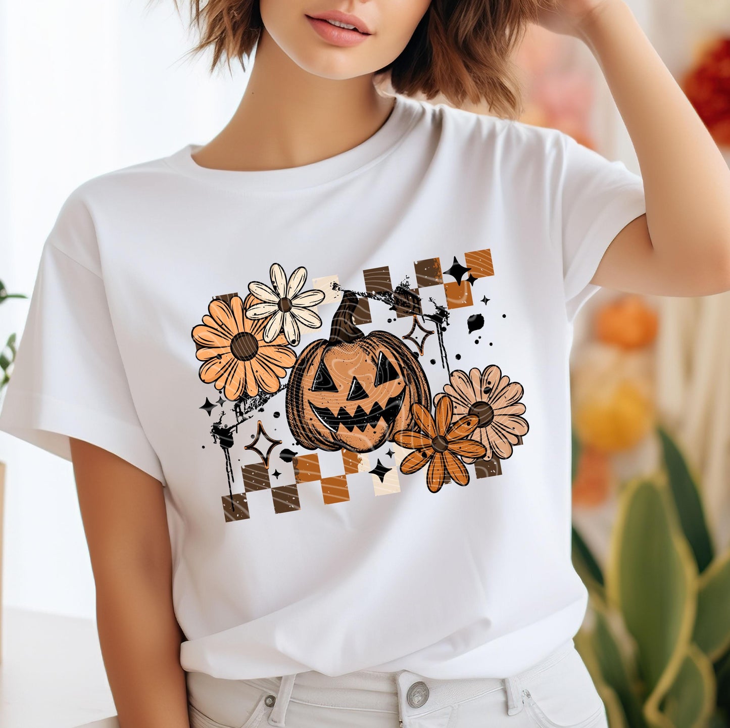 Fall Flowers Halloween DTF Transfers Ready To Press, Spooky Season Dtf Print, Pumpkin, Heat Press Transfer, Direct To Film, Custom Transfers