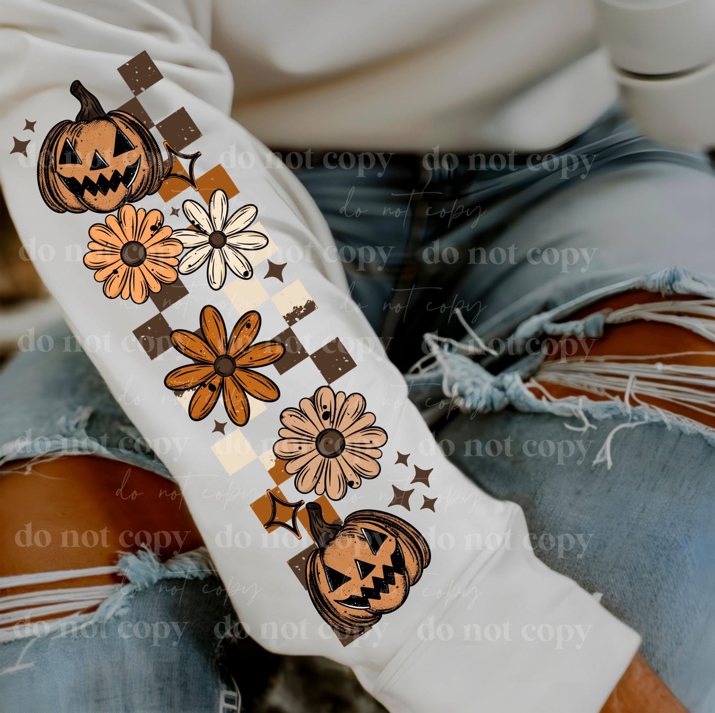 Fall Flowers Halloween DTF Transfers Ready To Press, Spooky Season Dtf Print, Pumpkin, Heat Press Transfer, Direct To Film, Custom Transfers