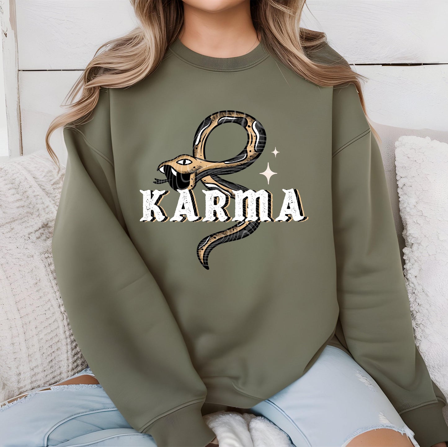 Karma Snake DTF Transfer Ready For Press, Sarcasm Dtf Print, Gothic Design, Skull Dtf, Heat Press Transfer, Direct To Film, Custom Transfers